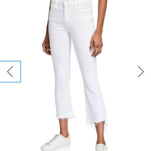 MOTHER denim white Insider Crop Step Fray Jeans